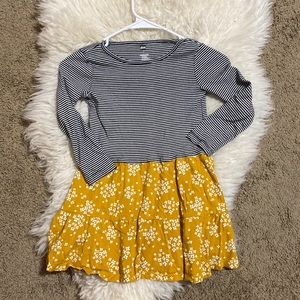 Tea Collection Black and Yellow Striped Floral Dress